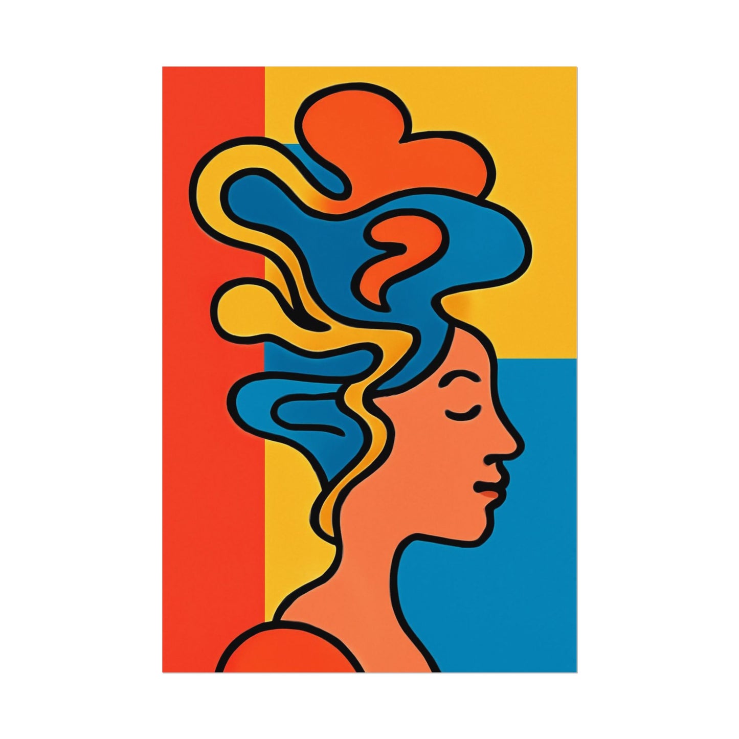 Poster Print - Colorful Abstract Woman with Textured Watercolor Art - GenZ & Millennials