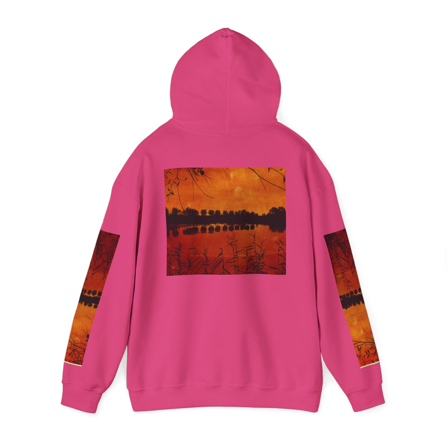 Sunset Reflection Hoodie - Cozy Unisex Heavy Blend™ Sweatshirt with Vibrant Nature Design