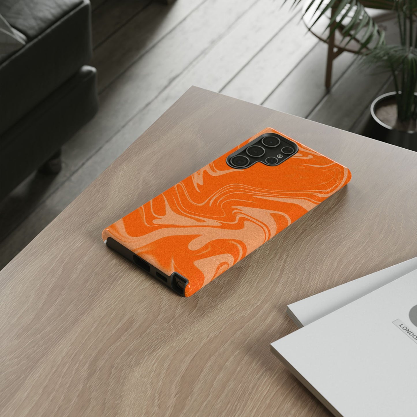Stylish Orange Marble Phone Case - Tough Cases for Trendy Protection