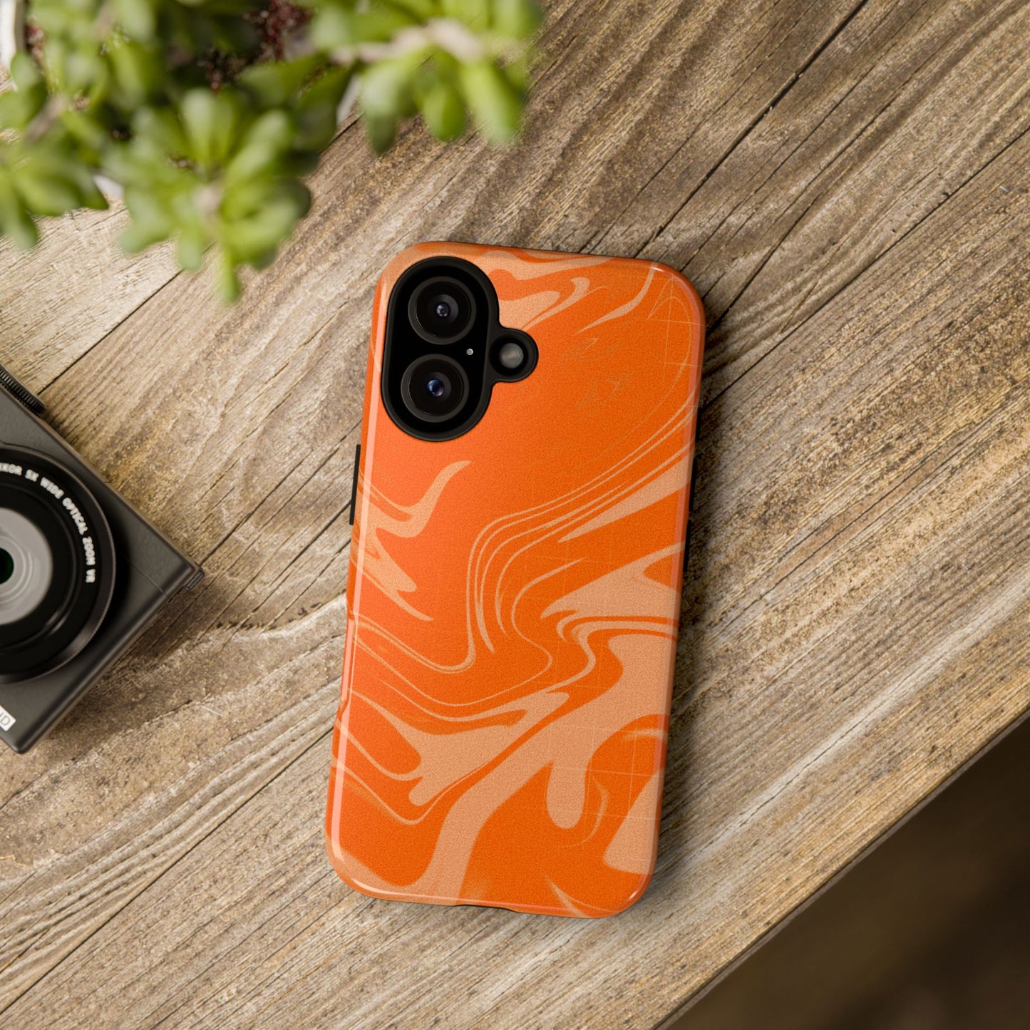 Stylish Orange Marble Phone Case - Tough Cases for Trendy Protection