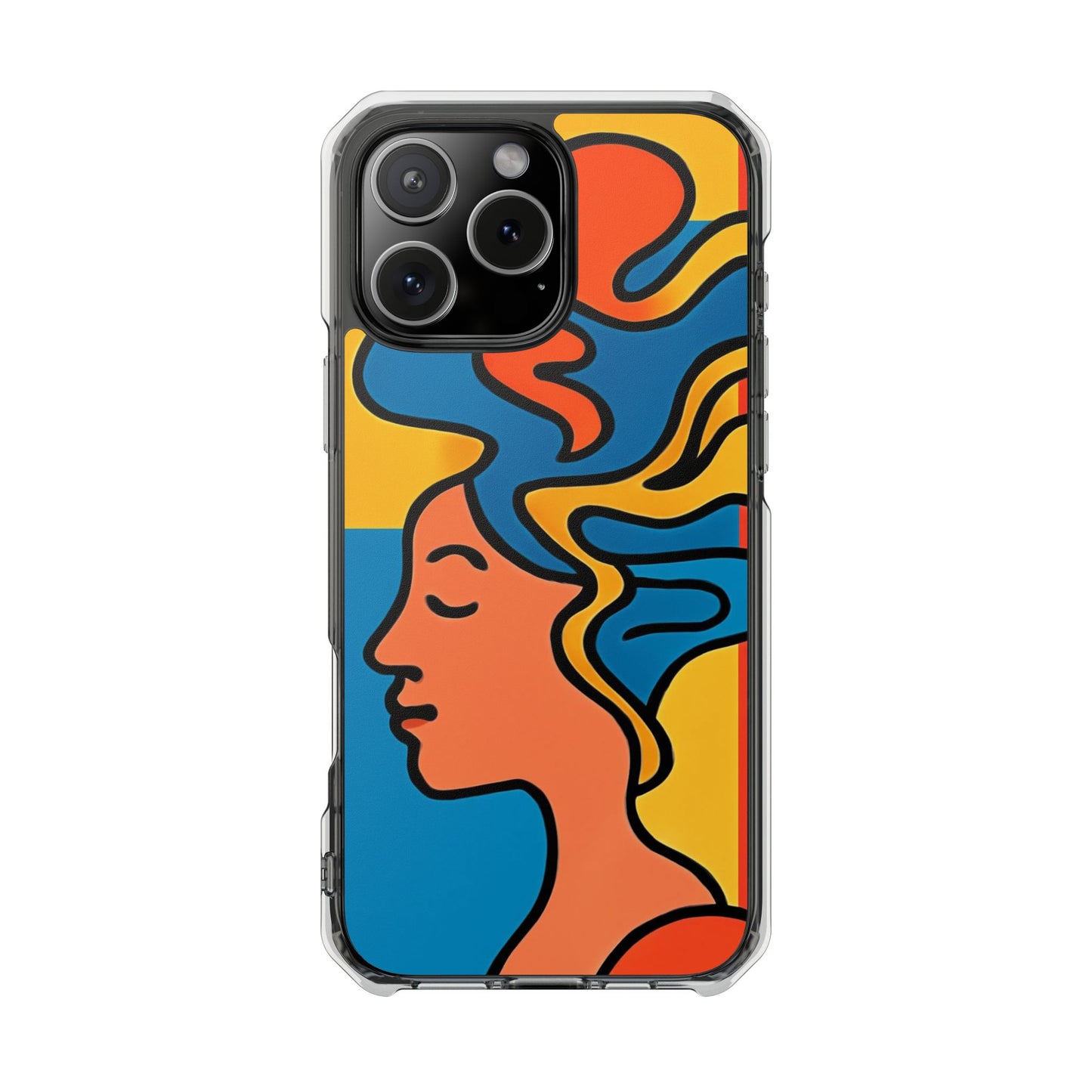 Stylish Magnetic Clear Impact Phone Case with Colorful Profile Art