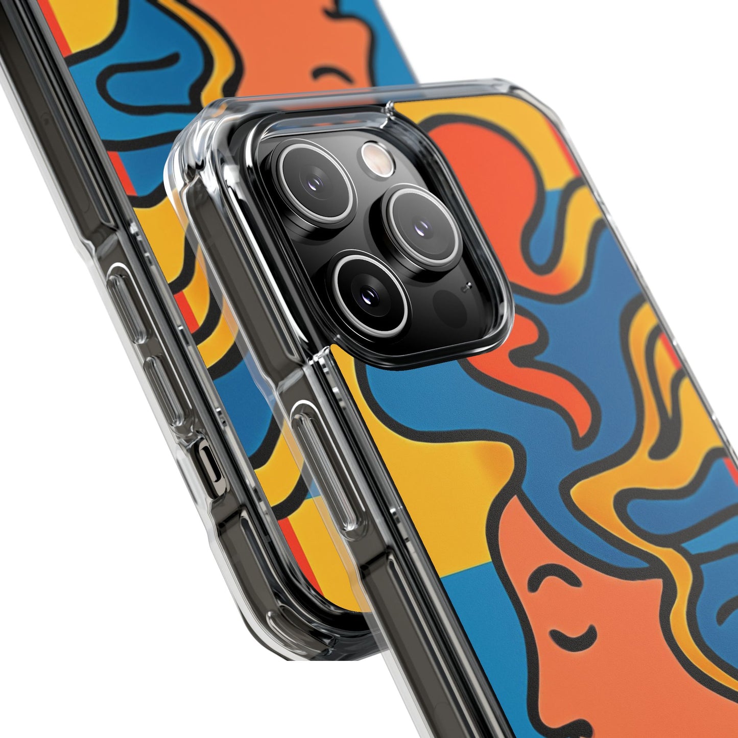 Stylish Magnetic Clear Impact Phone Case with Colorful Profile Art