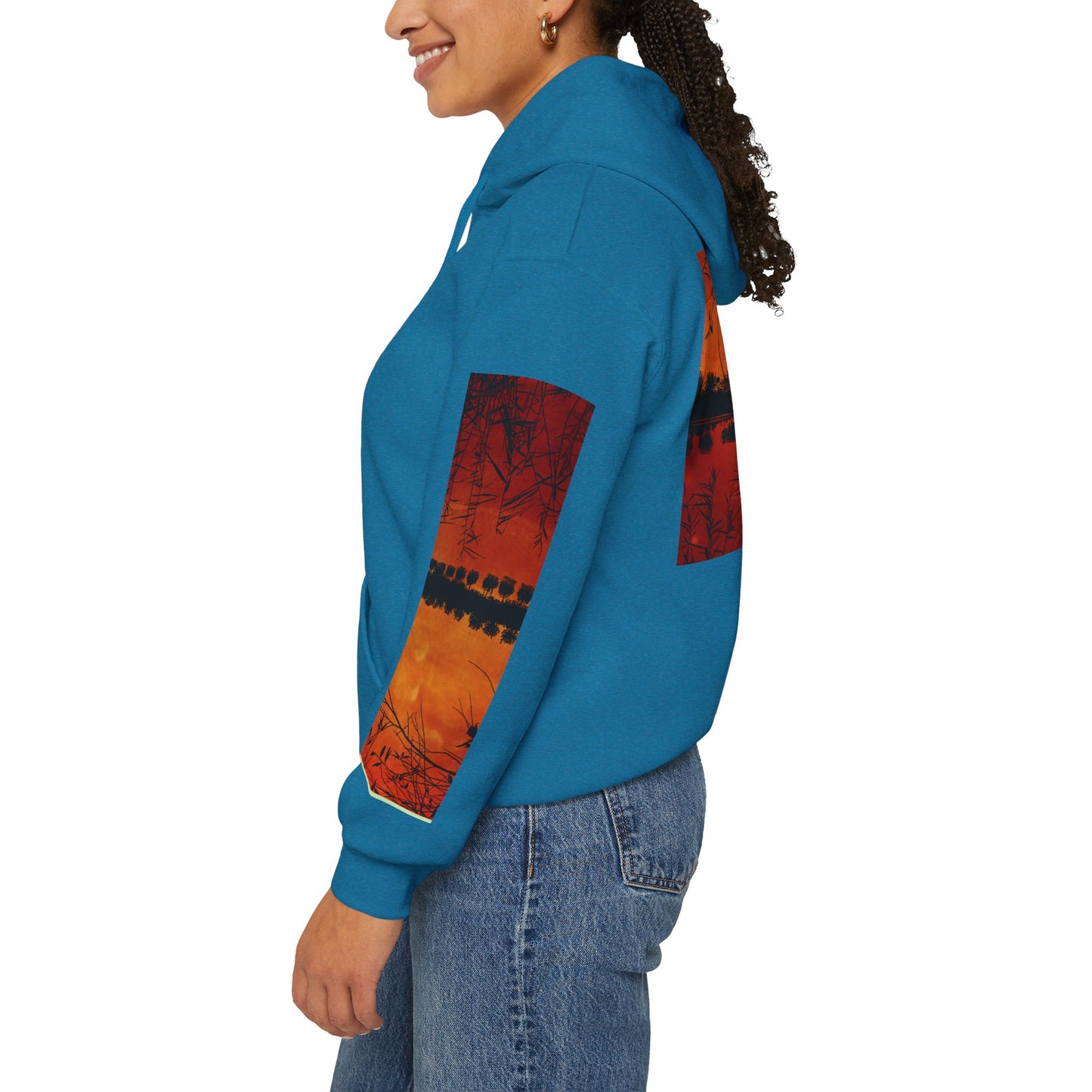Sunset Reflection Hoodie - Cozy Unisex Heavy Blend™ Sweatshirt with Vibrant Nature Design