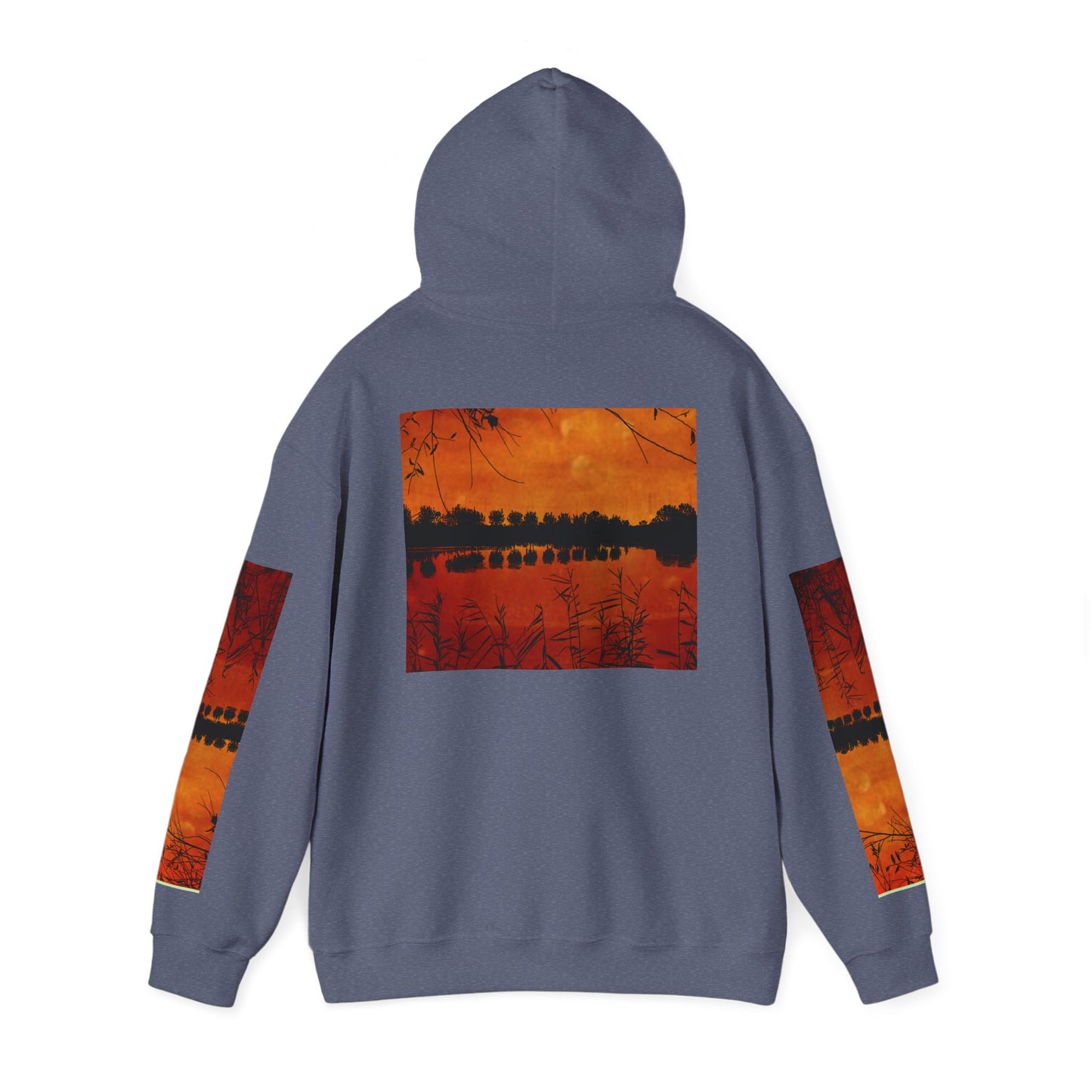 Sunset Reflection Hoodie - Cozy Unisex Heavy Blend™ Sweatshirt with Vibrant Nature Design