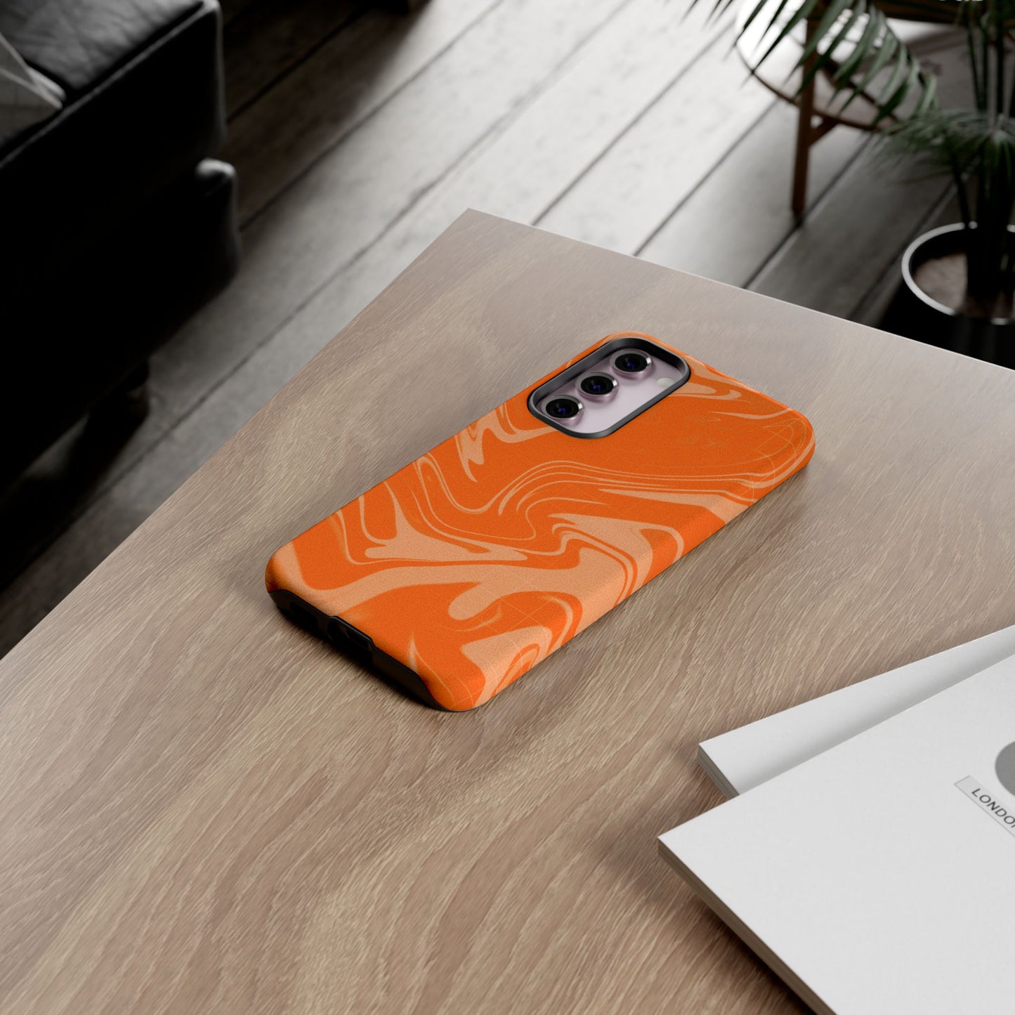 Stylish Orange Marble Phone Case - Tough Cases for Trendy Protection