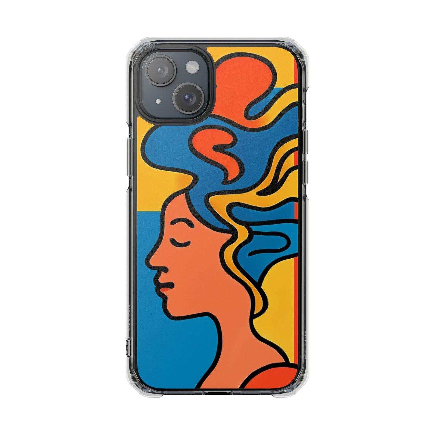 Stylish Magnetic Clear Impact Phone Case with Colorful Profile Art