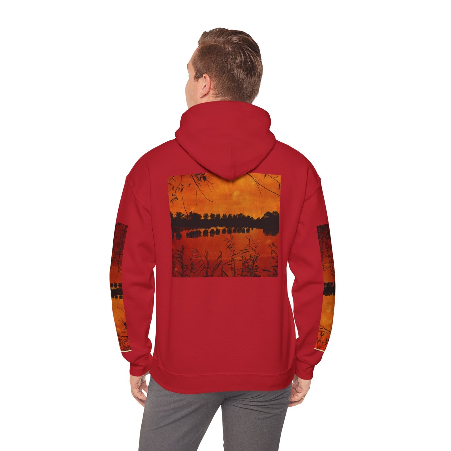 Sunset Reflection Hoodie - Cozy Unisex Heavy Blend™ Sweatshirt with Vibrant Nature Design