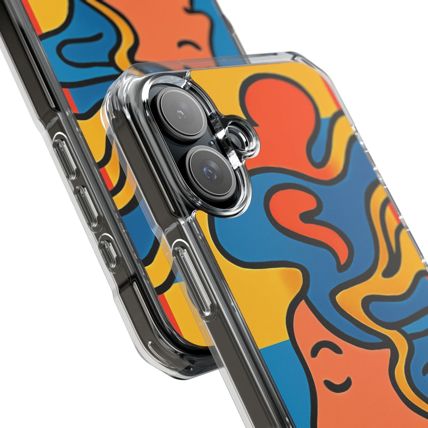 Stylish Magnetic Clear Impact Phone Case with Colorful Profile Art