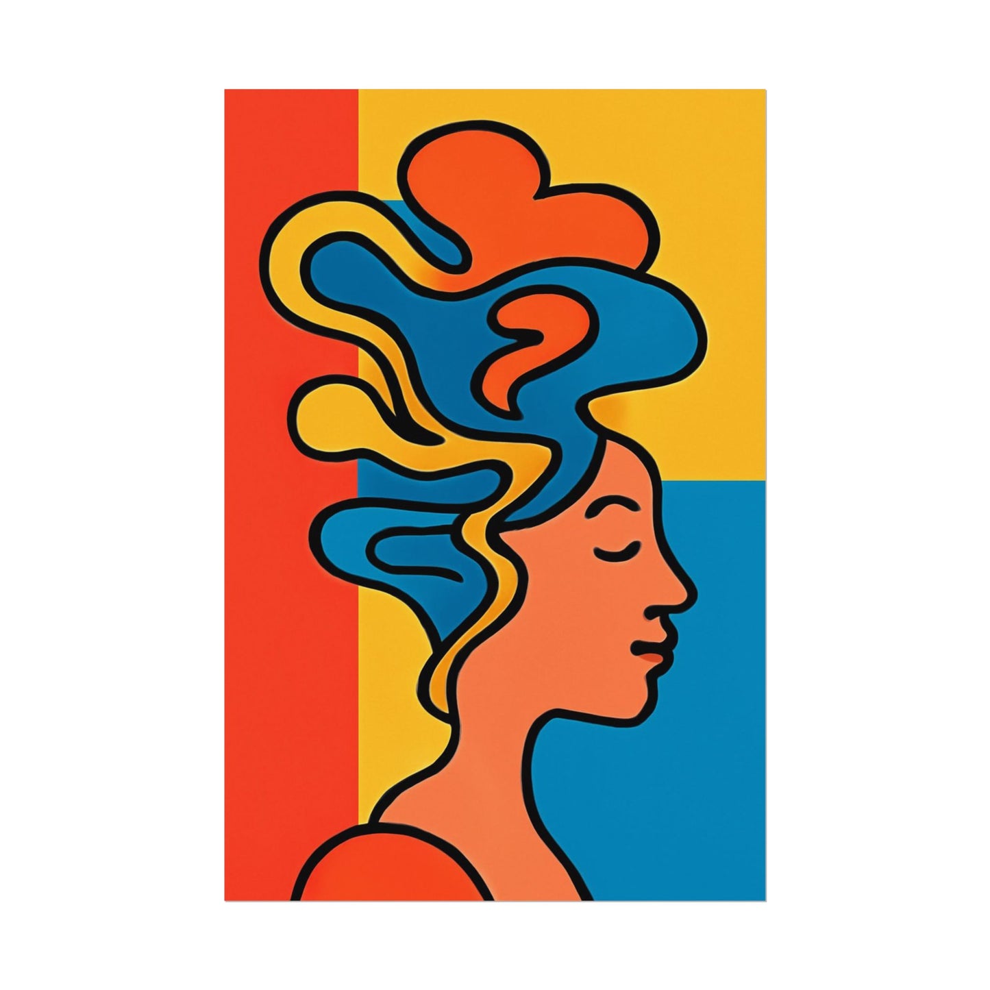 Poster Print - Colorful Abstract Woman with Textured Watercolor Art - GenZ & Millennials