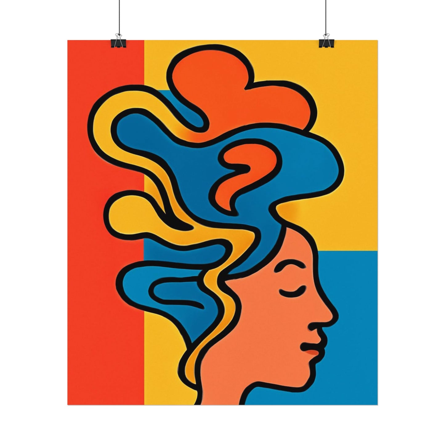 Poster Print - Colorful Abstract Woman with Textured Watercolor Art - GenZ & Millennials