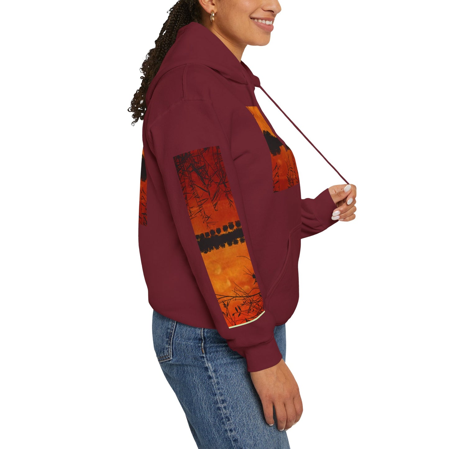 Sunset Reflection Hoodie - Cozy Unisex Heavy Blend™ Sweatshirt with Vibrant Nature Design