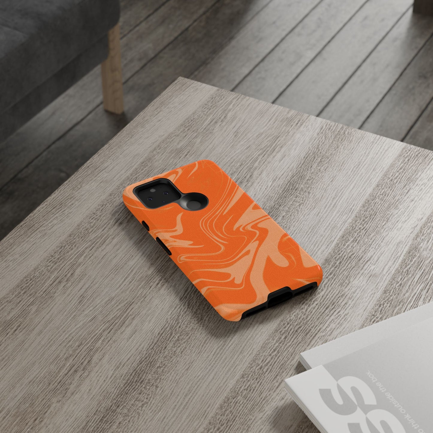 Stylish Orange Marble Phone Case - Tough Cases for Trendy Protection