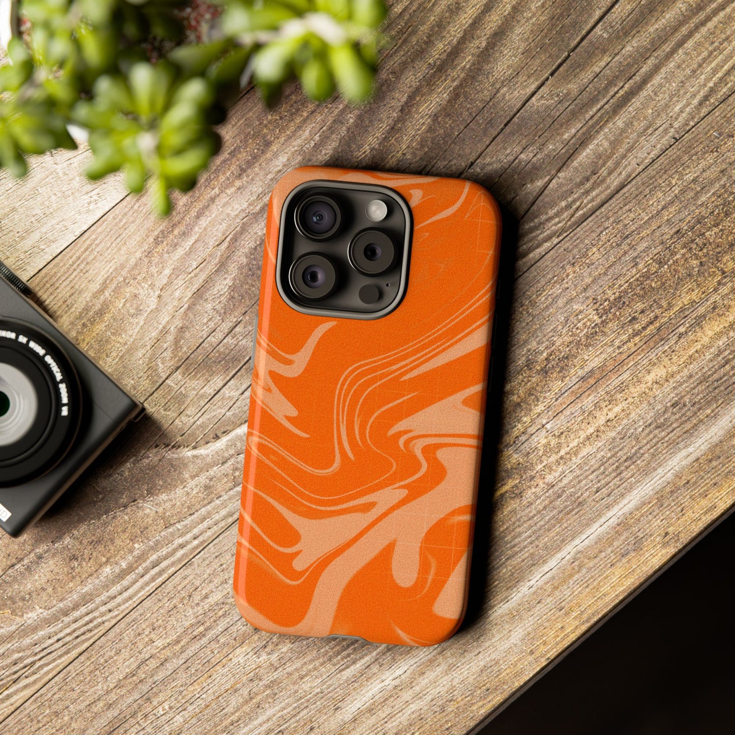 Stylish Orange Marble Phone Case - Tough Cases for Trendy Protection