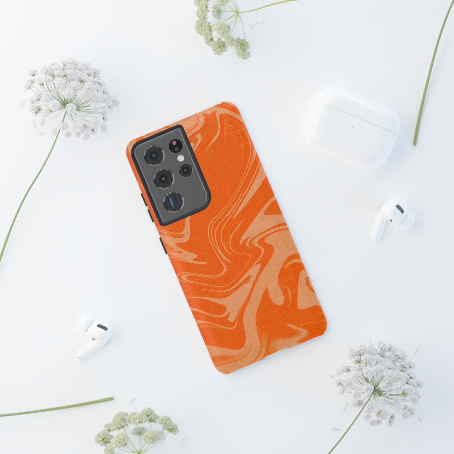Stylish Orange Marble Phone Case - Tough Cases for Trendy Protection