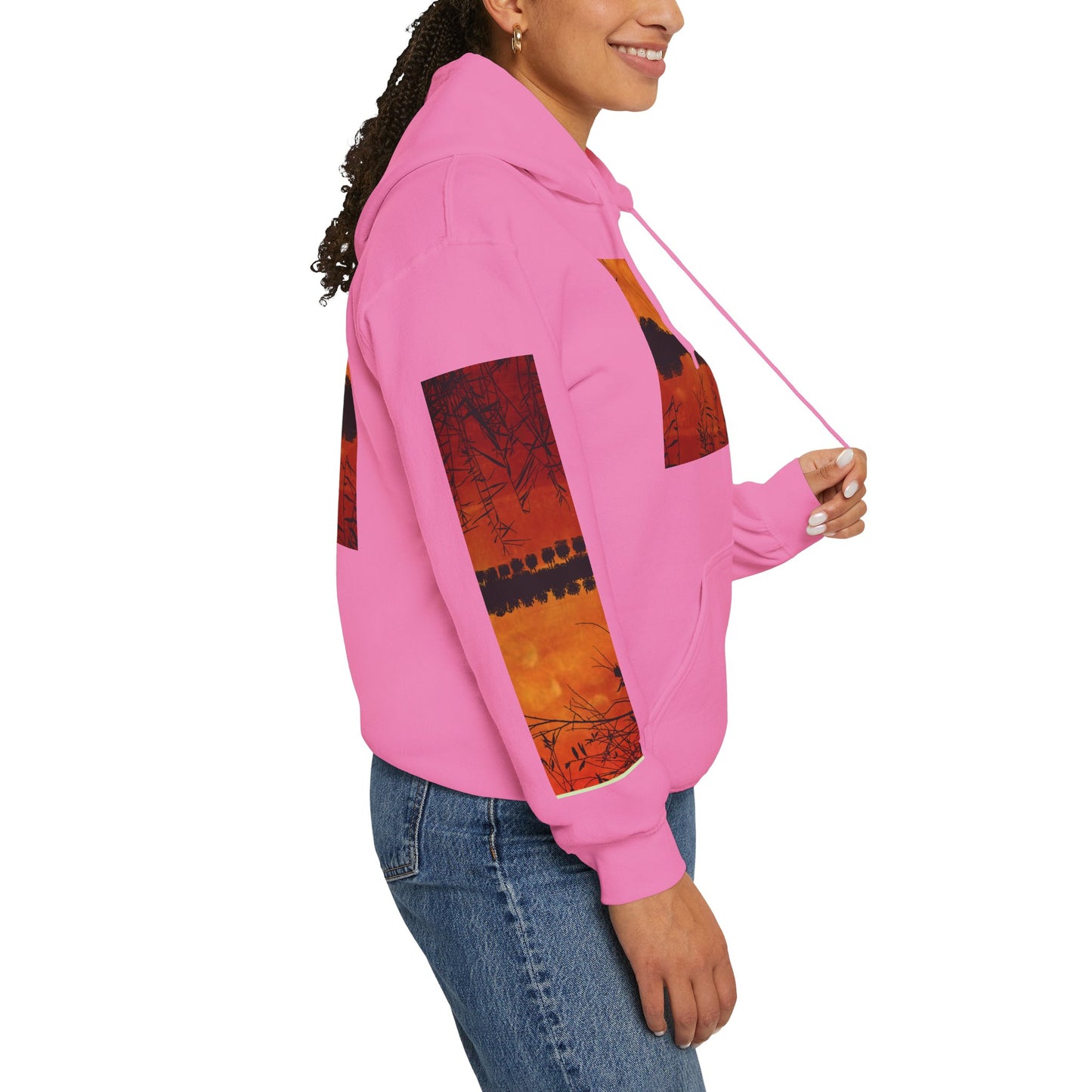 Sunset Reflection Hoodie - Cozy Unisex Heavy Blend™ Sweatshirt with Vibrant Nature Design
