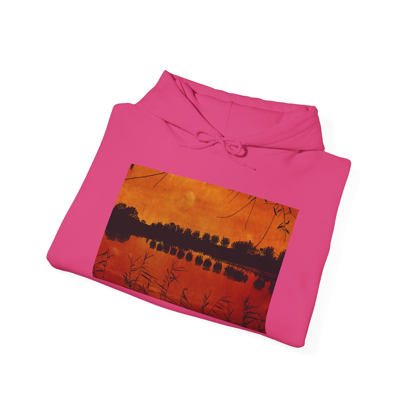 Sunset Reflection Hoodie - Cozy Unisex Heavy Blend™ Sweatshirt with Vibrant Nature Design