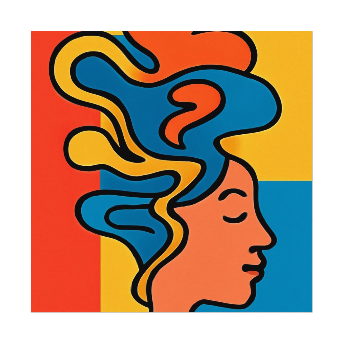 Poster Print - Colorful Abstract Woman with Textured Watercolor Art - GenZ & Millennials