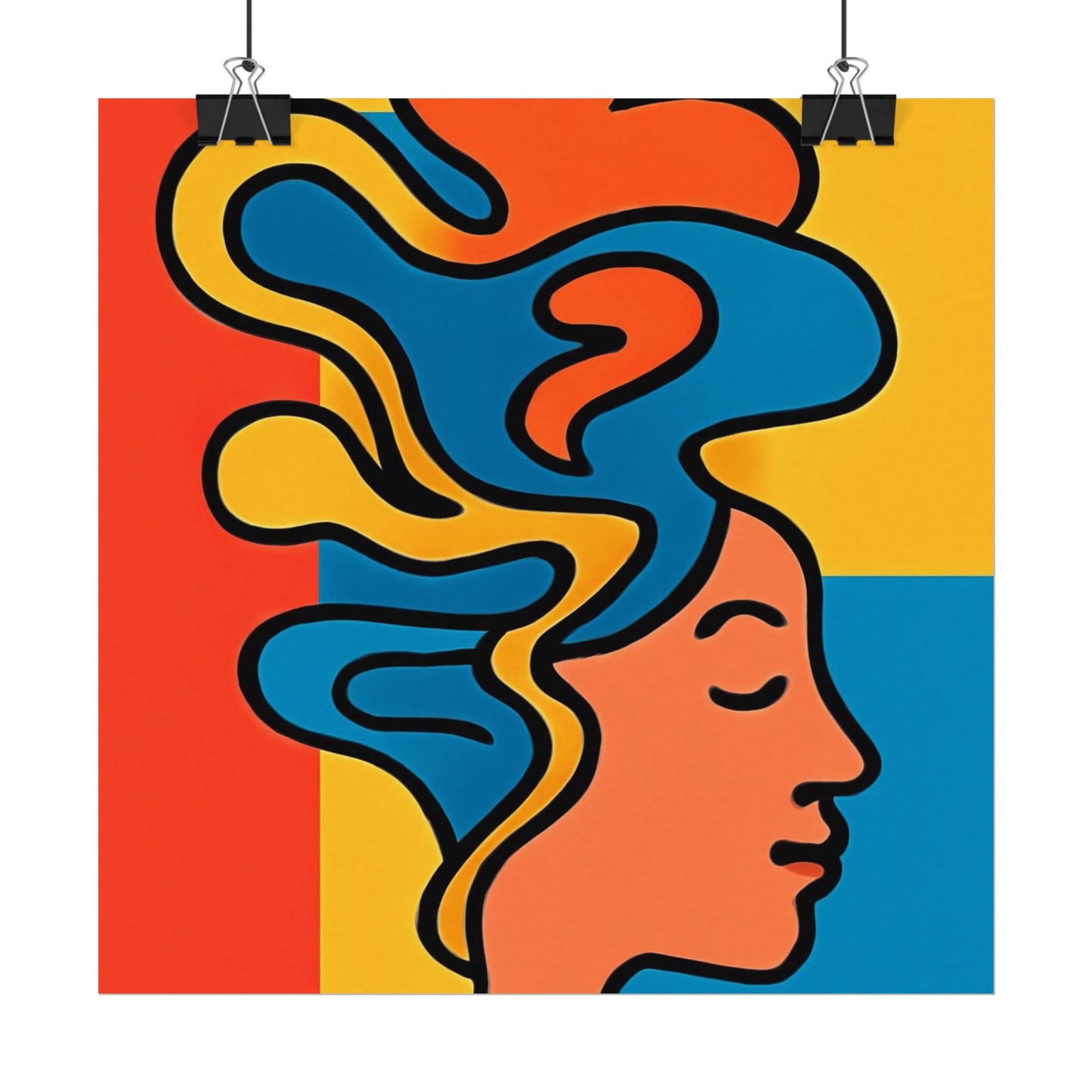 Poster Print - Colorful Abstract Woman with Textured Watercolor Art - GenZ & Millennials