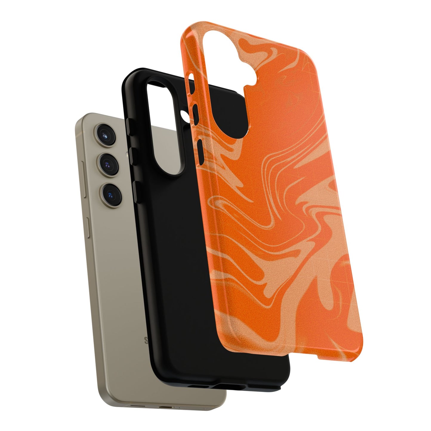 Stylish Orange Marble Phone Case - Tough Cases for Trendy Protection