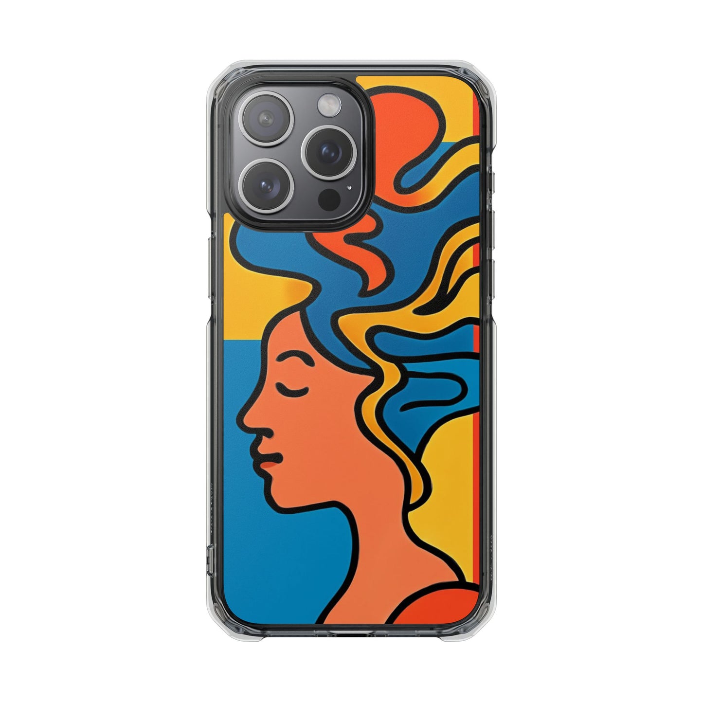 Stylish Magnetic Clear Impact Phone Case with Colorful Profile Art