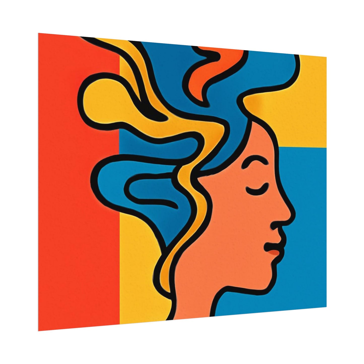 Poster Print - Colorful Abstract Woman with Textured Watercolor Art - GenZ & Millennials