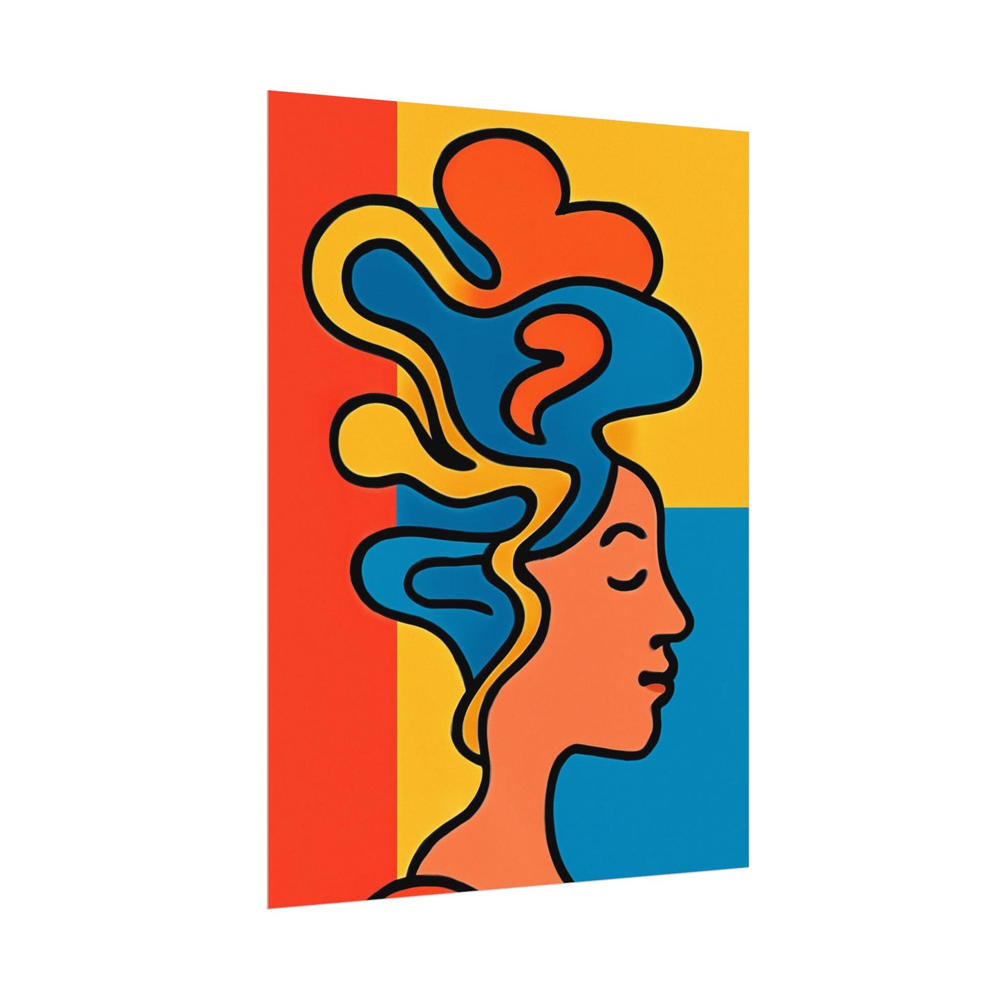 Poster Print - Colorful Abstract Woman with Textured Watercolor Art - GenZ & Millennials