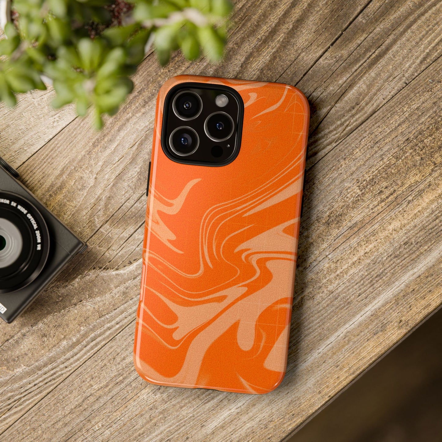 Stylish Orange Marble Phone Case - Tough Cases for Trendy Protection