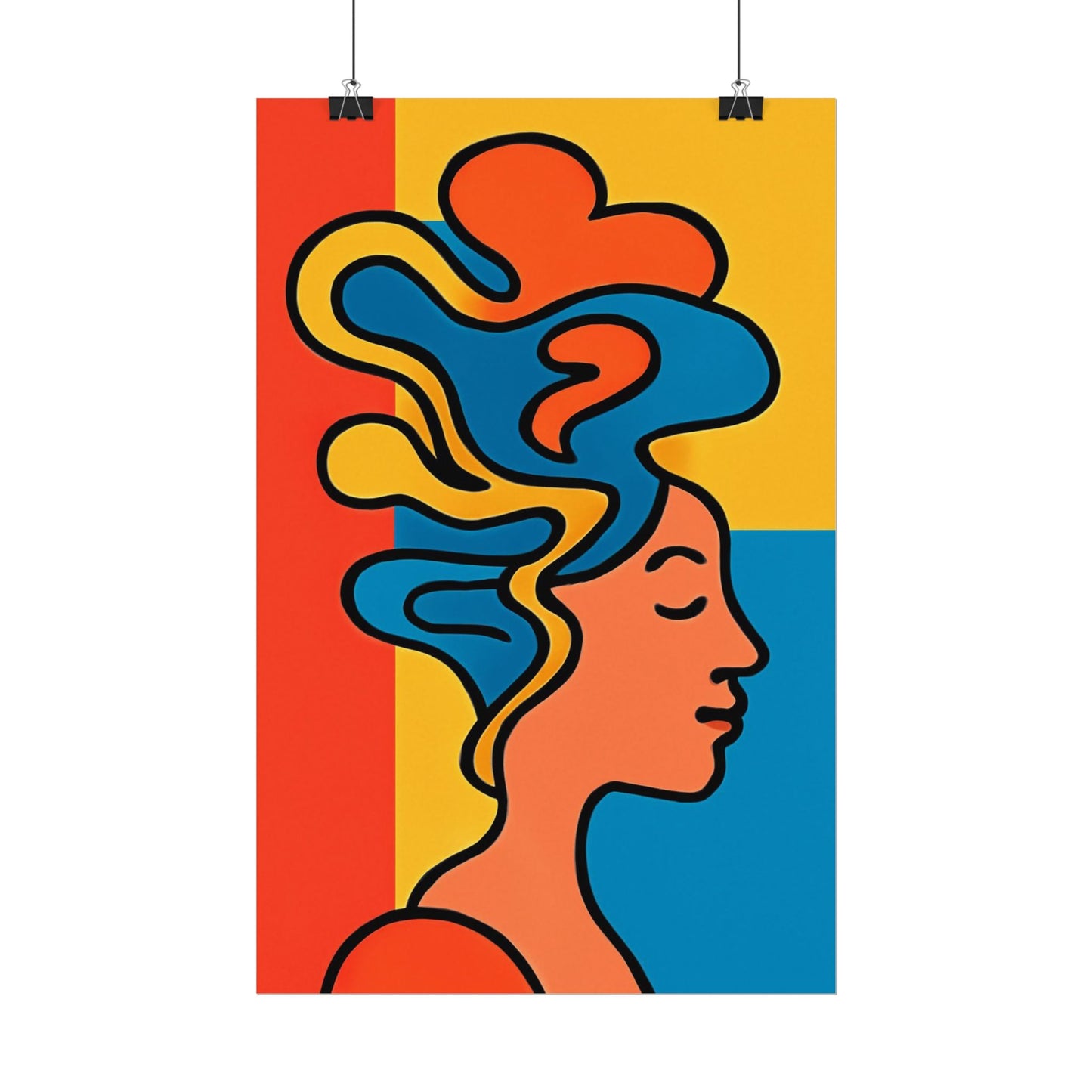 Poster Print - Colorful Abstract Woman with Textured Watercolor Art - GenZ & Millennials