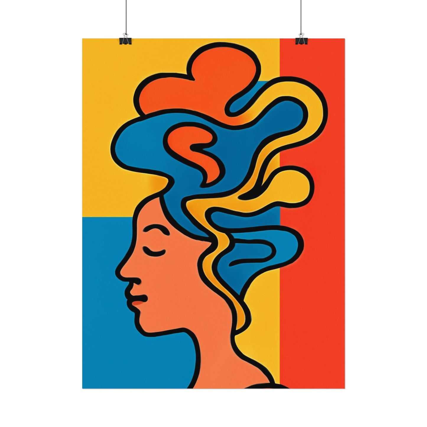 Poster Print - Colorful Abstract Woman with Textured Watercolor Art - GenZ & Millennials