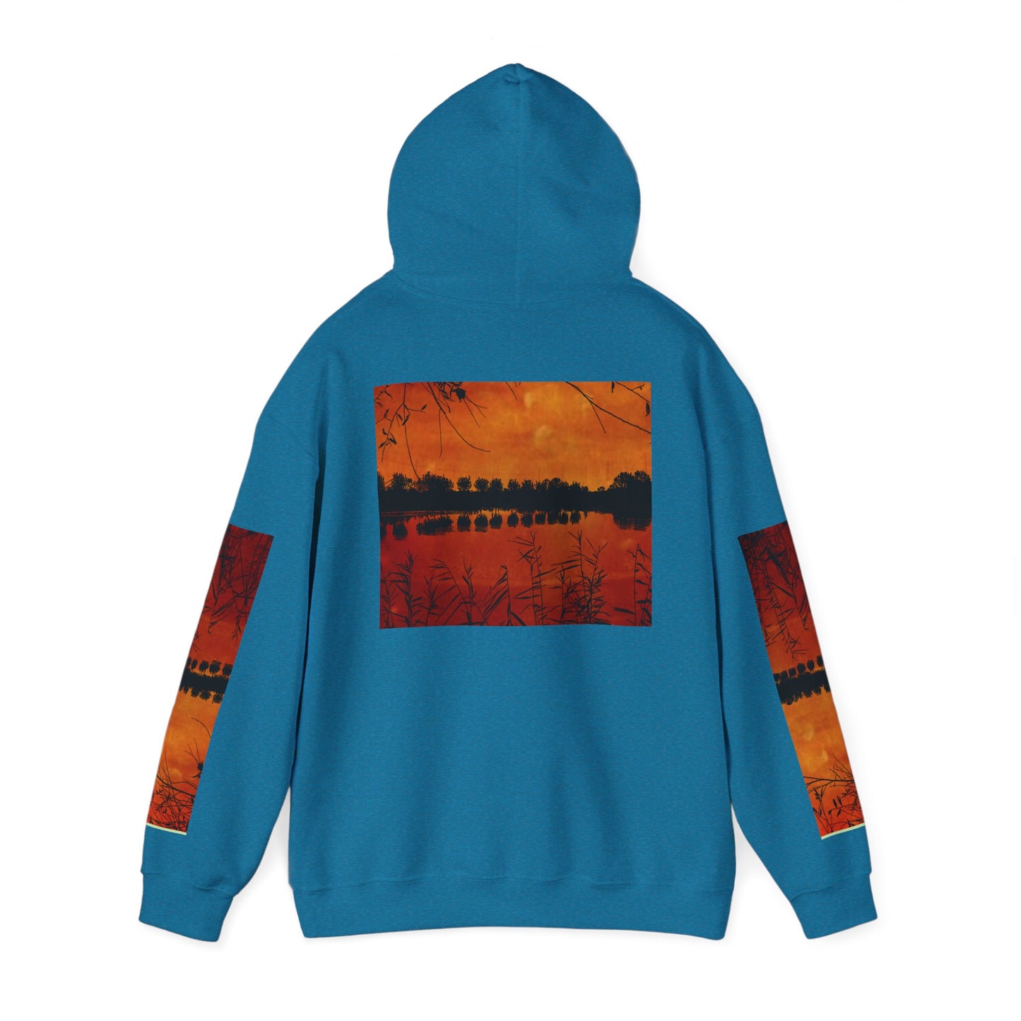 Sunset Reflection Hoodie - Cozy Unisex Heavy Blend™ Sweatshirt with Vibrant Nature Design