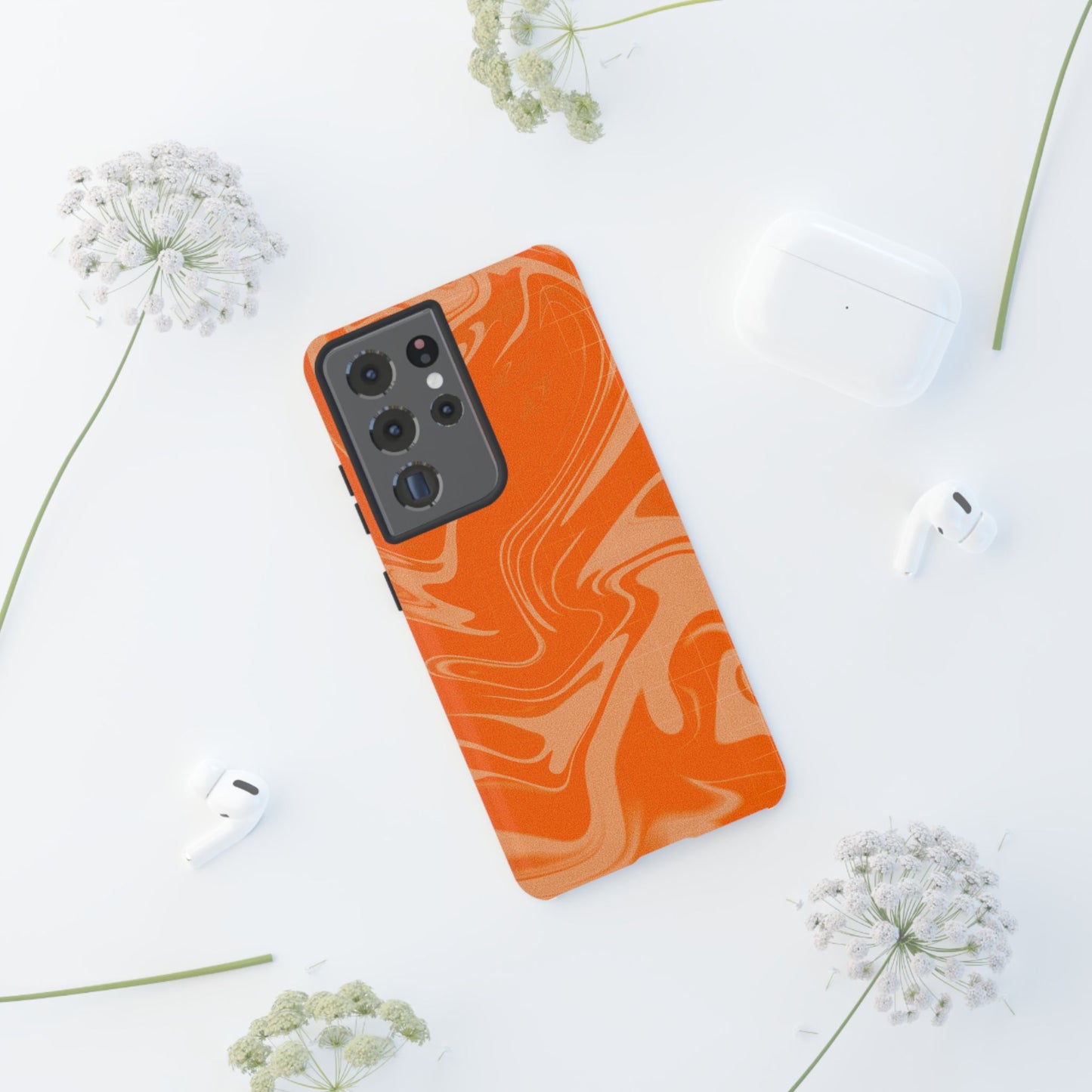 Stylish Orange Marble Phone Case - Tough Cases for Trendy Protection