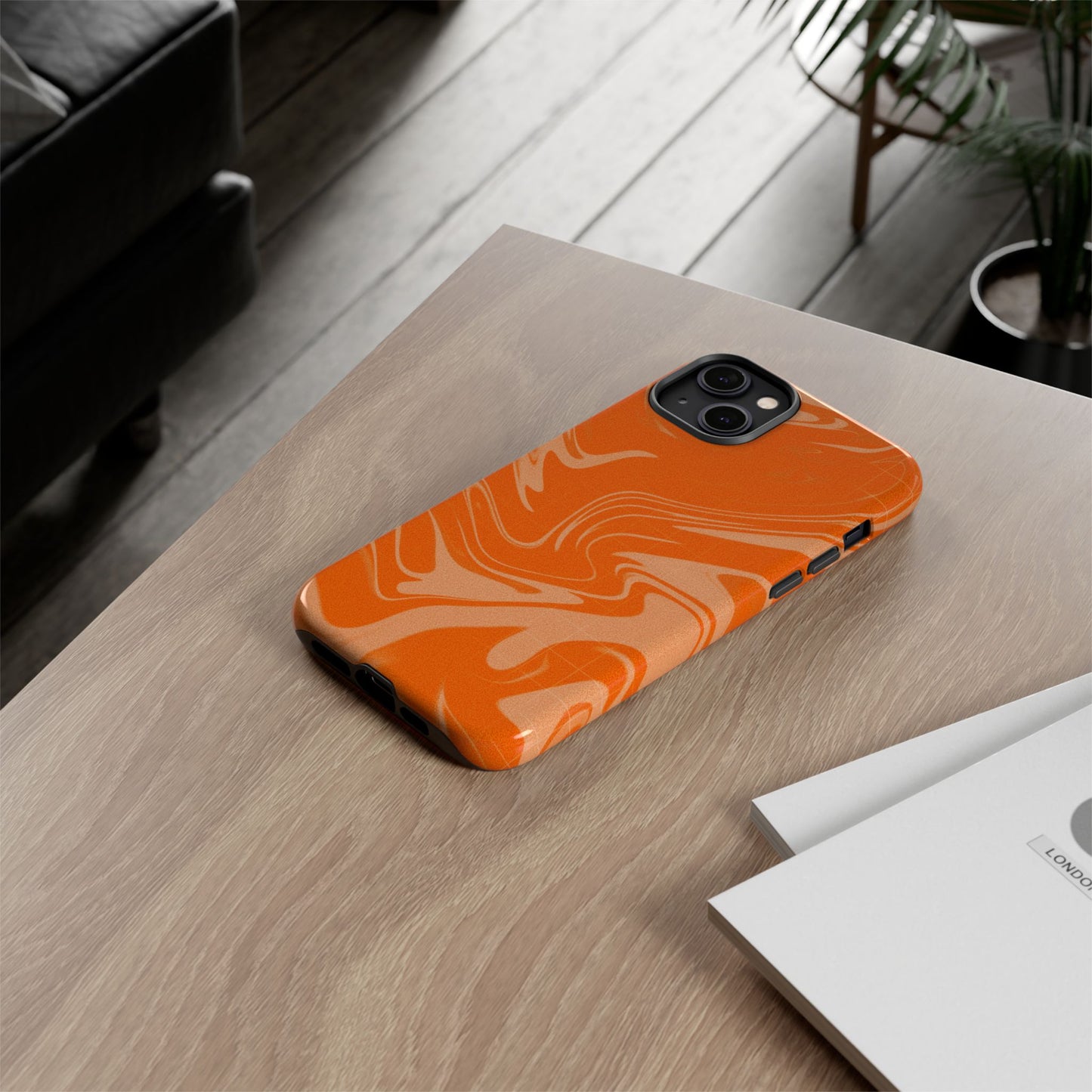 Stylish Orange Marble Phone Case - Tough Cases for Trendy Protection