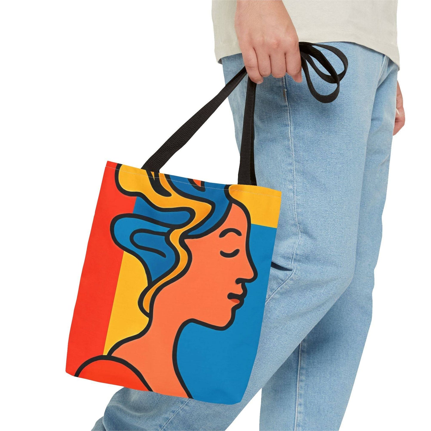 Colorful Abstract Face Tote Bag - Stylish Chic Design for Art Lovers