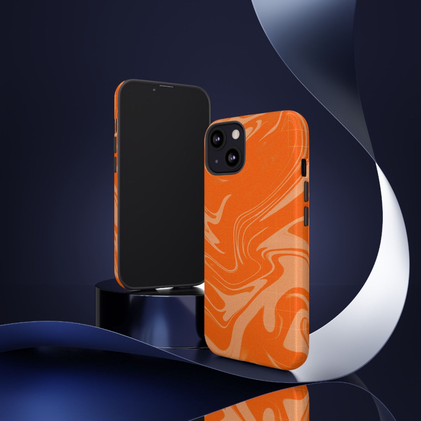 Stylish Orange Marble Phone Case - Tough Cases for Trendy Protection
