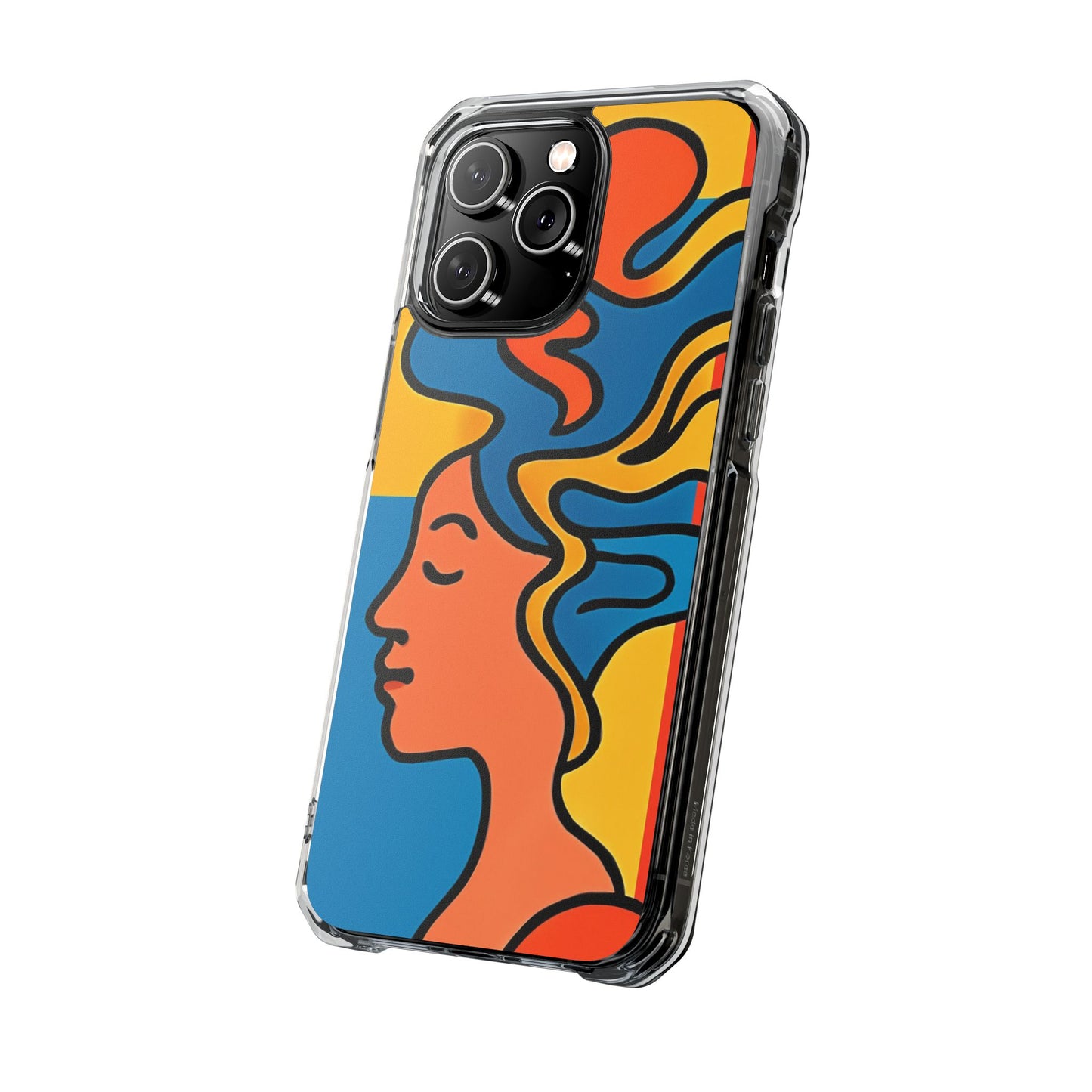 Stylish Magnetic Clear Impact Phone Case with Colorful Profile Art
