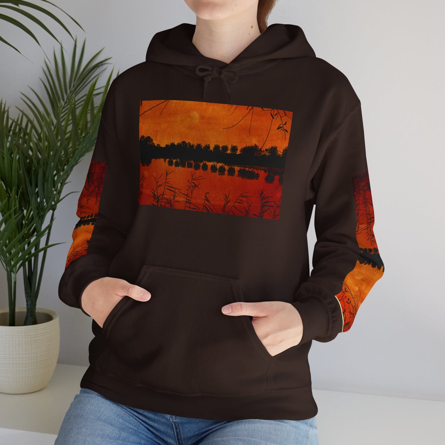 Sunset Reflection Hoodie - Cozy Unisex Heavy Blend™ Sweatshirt with Vibrant Nature Design