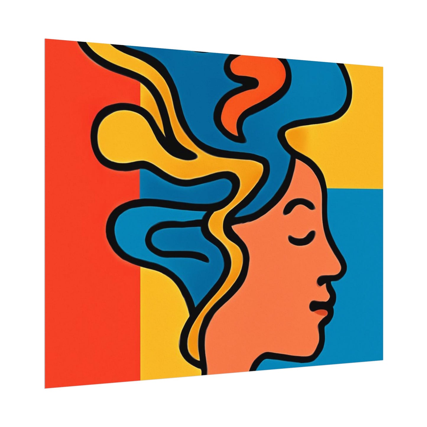 Poster Print - Colorful Abstract Woman with Textured Watercolor Art - GenZ & Millennials