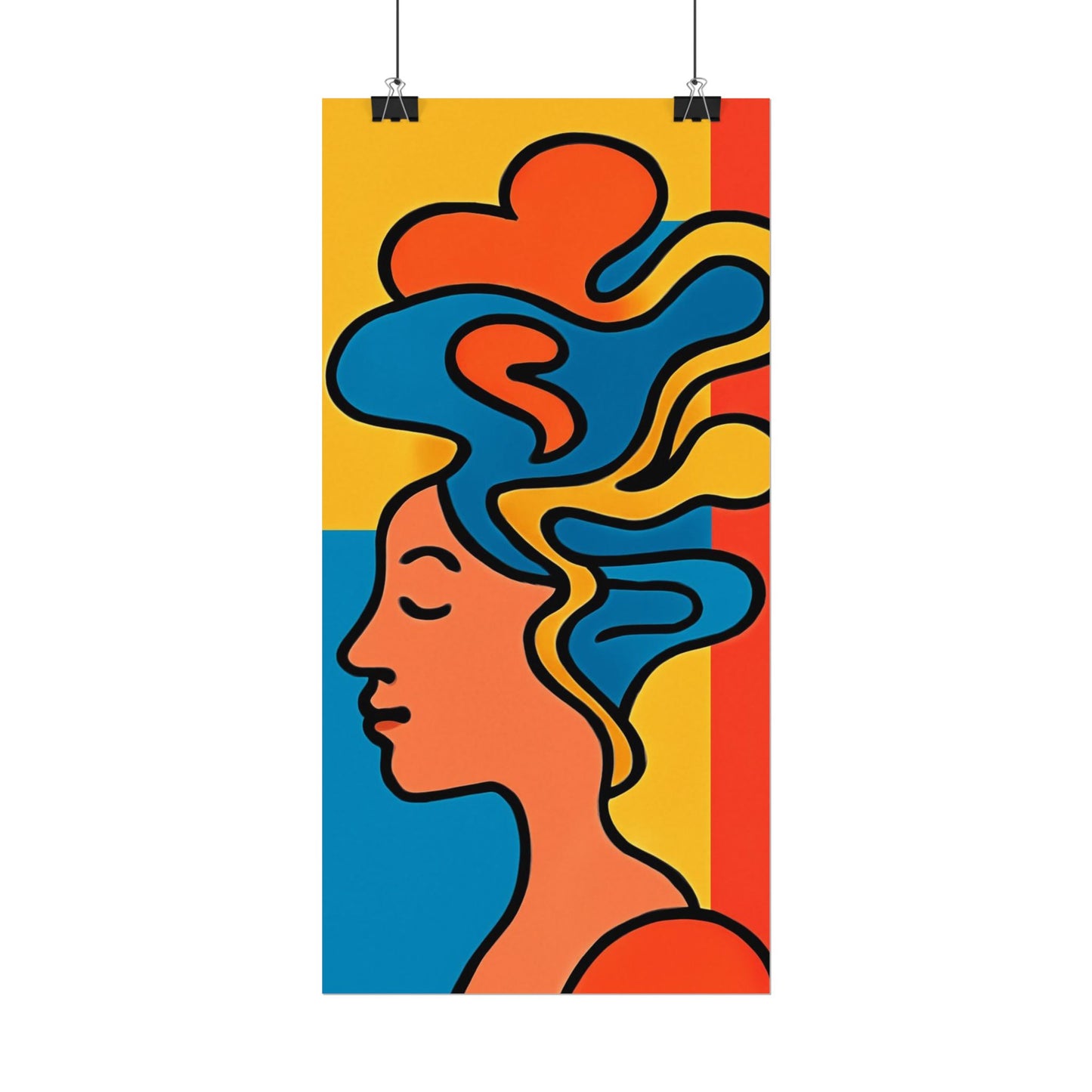 Poster Print - Colorful Abstract Woman with Textured Watercolor Art - GenZ & Millennials