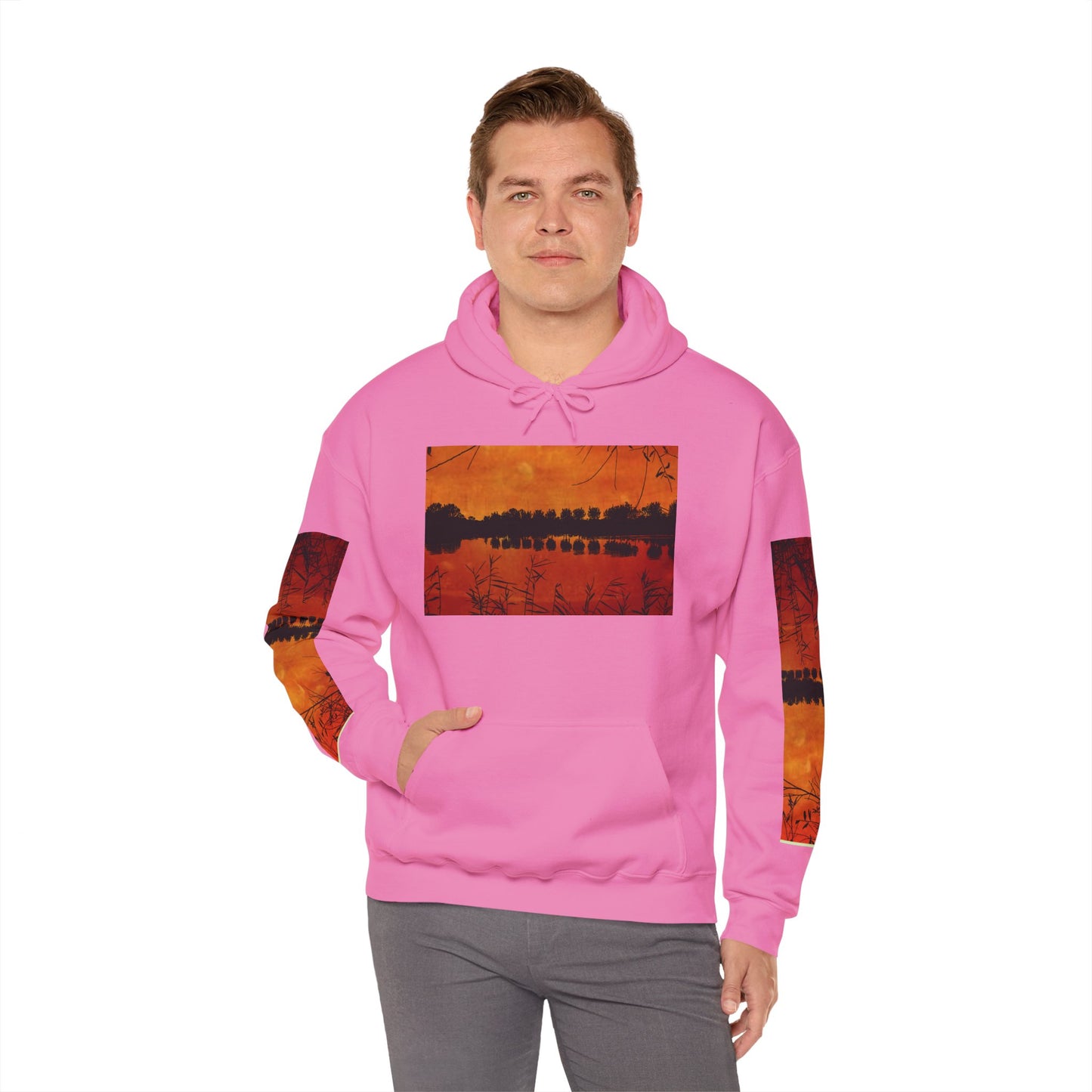 Sunset Reflection Hoodie - Cozy Unisex Heavy Blend™ Sweatshirt with Vibrant Nature Design