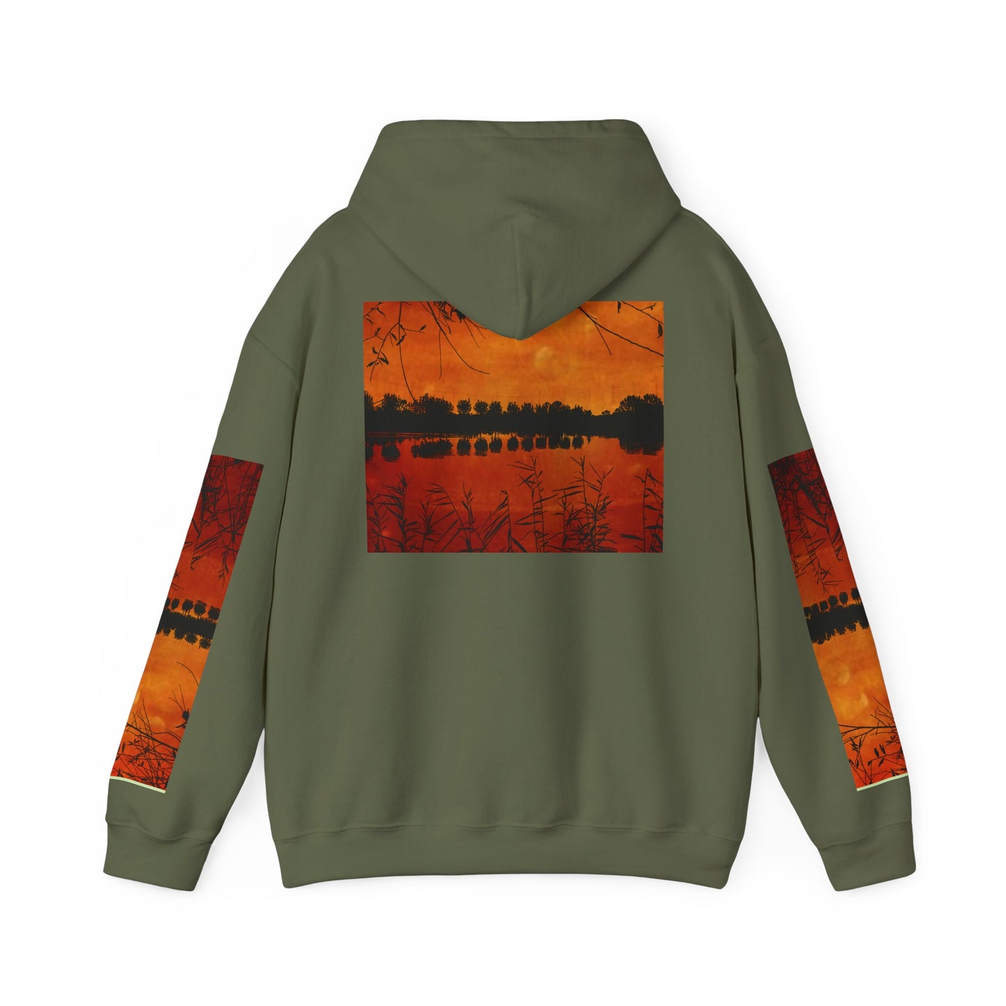 Sunset Reflection Hoodie - Cozy Unisex Heavy Blend™ Sweatshirt with Vibrant Nature Design