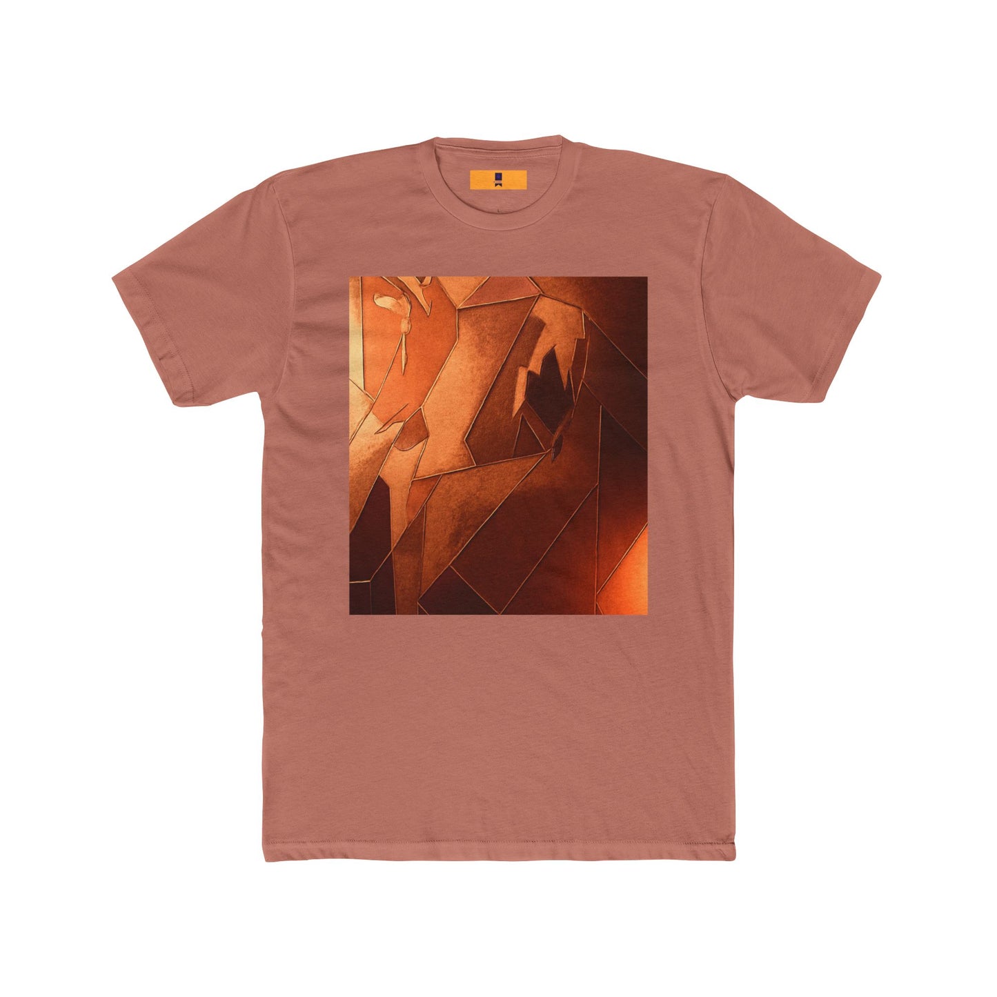 Artistic Unisex Cotton Crew Tee - Abstract Orange Design