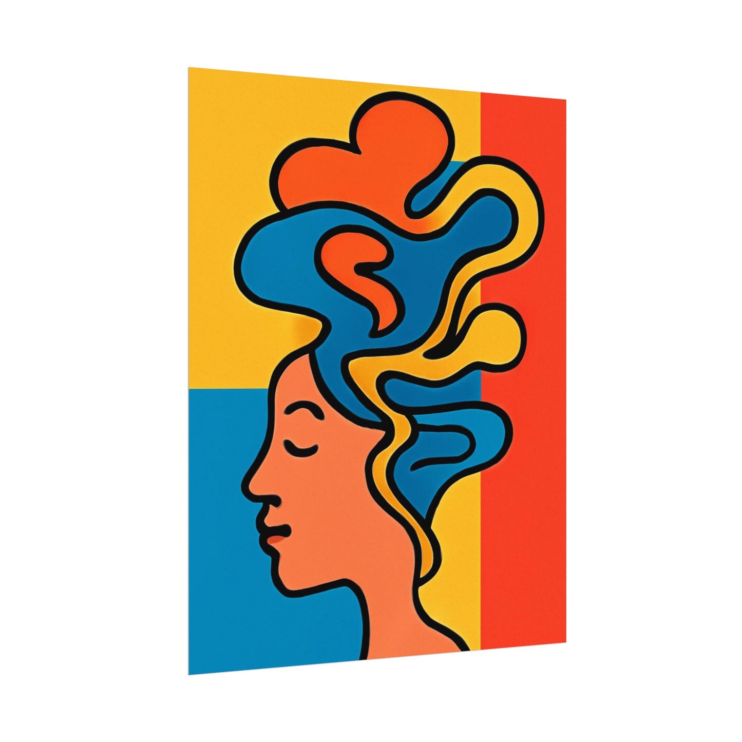Poster Print - Colorful Abstract Woman with Textured Watercolor Art - GenZ & Millennials