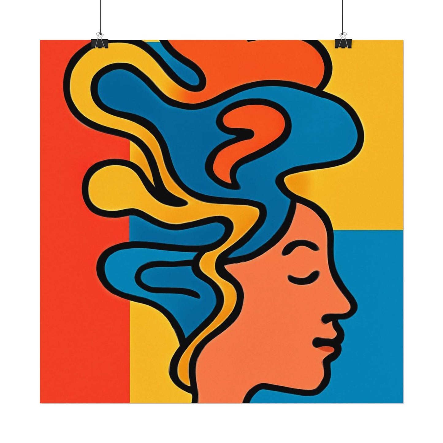 Poster Print - Colorful Abstract Woman with Textured Watercolor Art - GenZ & Millennials