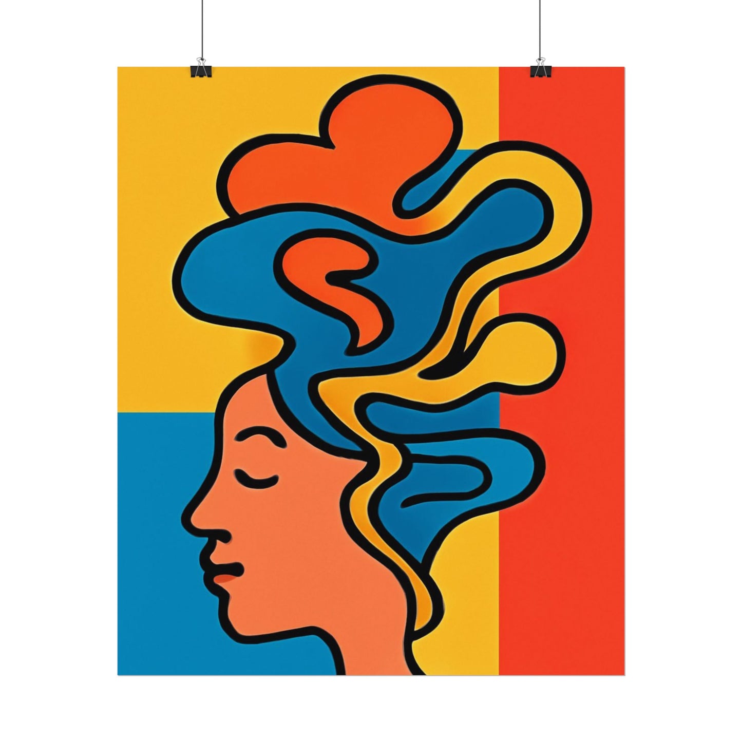 Poster Print - Colorful Abstract Woman with Textured Watercolor Art - GenZ & Millennials