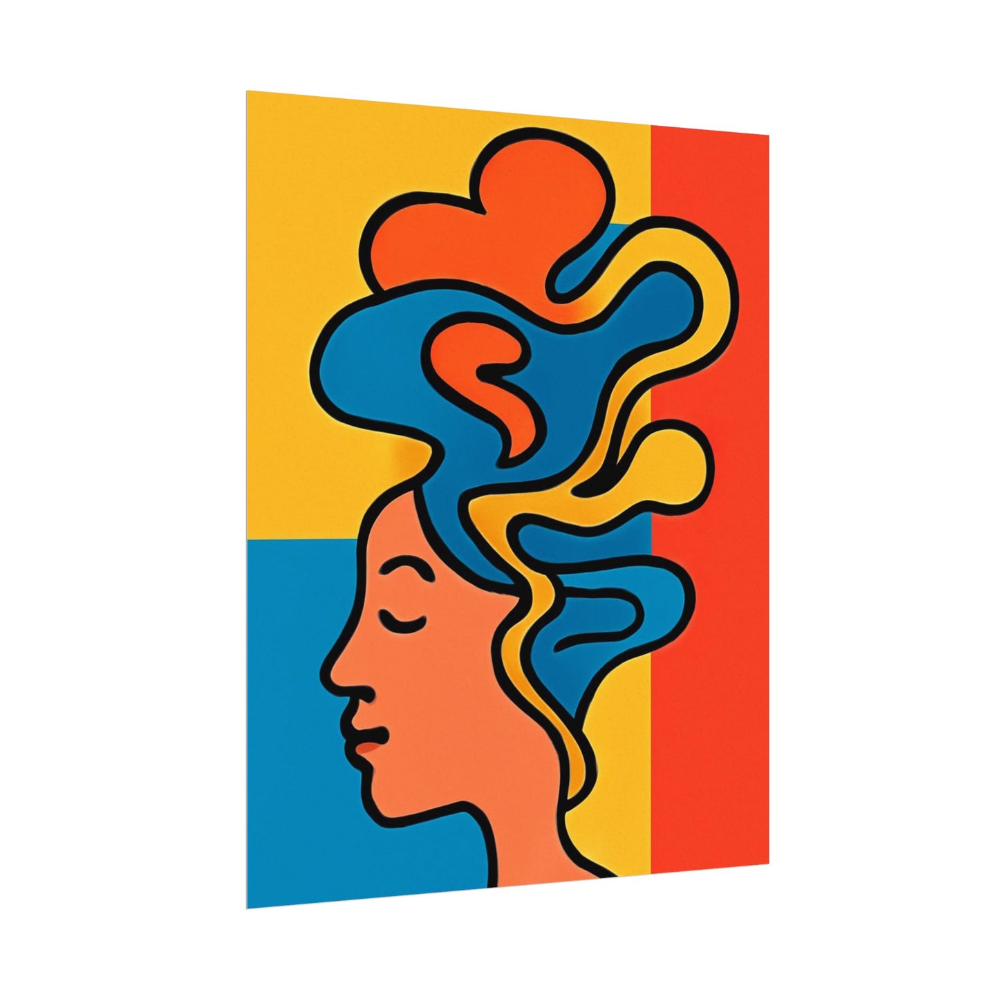 Poster Print - Colorful Abstract Woman with Textured Watercolor Art - GenZ & Millennials