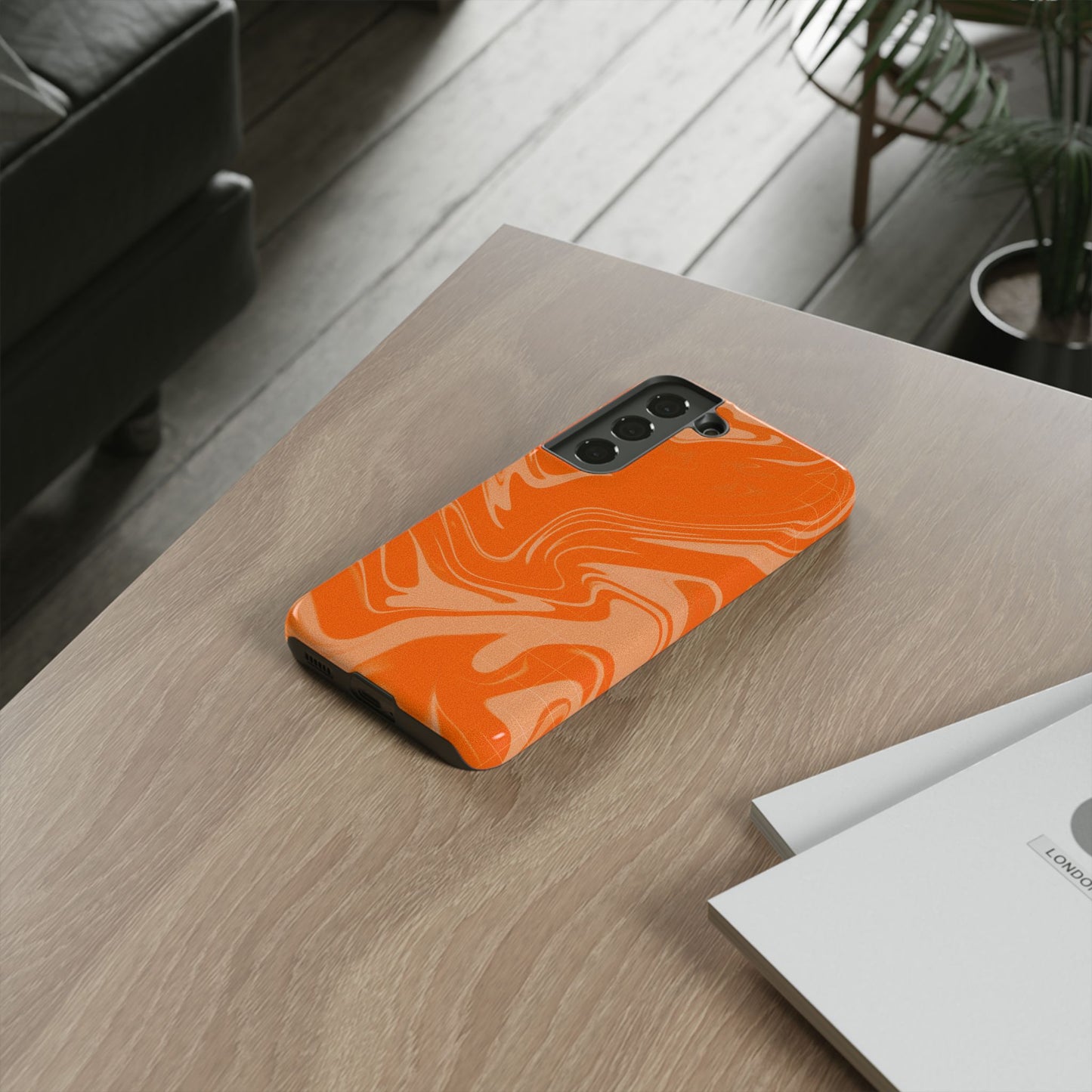Stylish Orange Marble Phone Case - Tough Cases for Trendy Protection