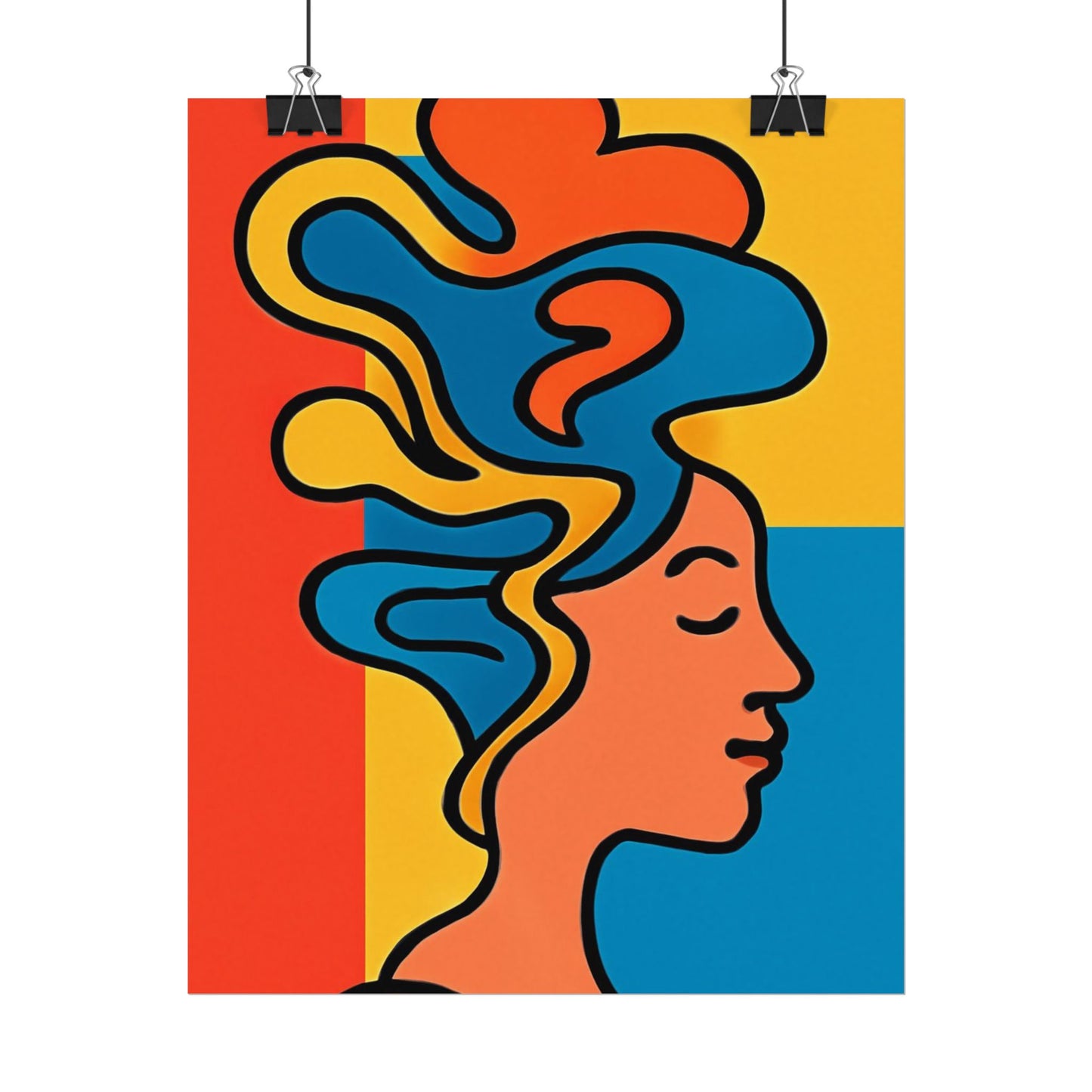 Poster Print - Colorful Abstract Woman with Textured Watercolor Art - GenZ & Millennials