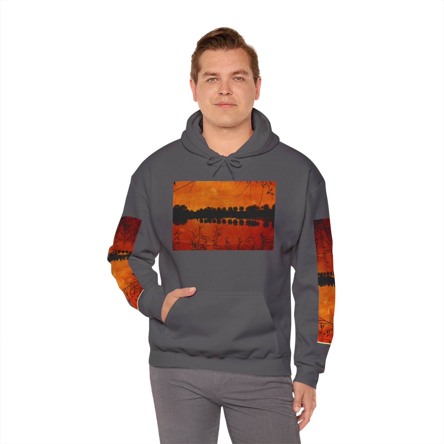 Sunset Reflection Hoodie - Cozy Unisex Heavy Blend™ Sweatshirt with Vibrant Nature Design