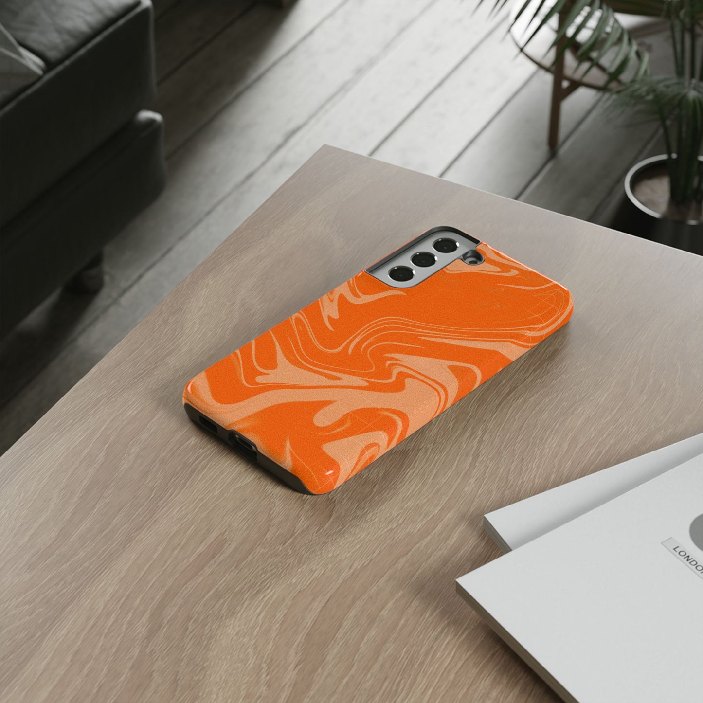 Stylish Orange Marble Phone Case - Tough Cases for Trendy Protection