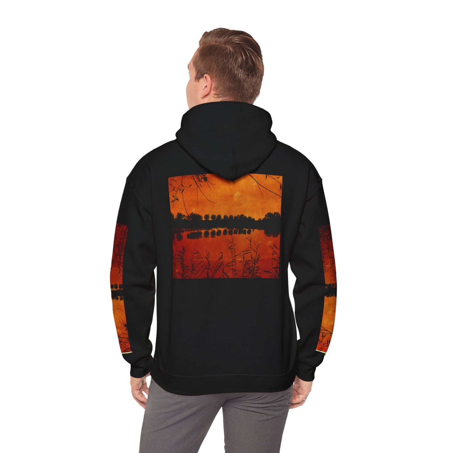 Sunset Reflection Hoodie - Cozy Unisex Heavy Blend™ Sweatshirt with Vibrant Nature Design